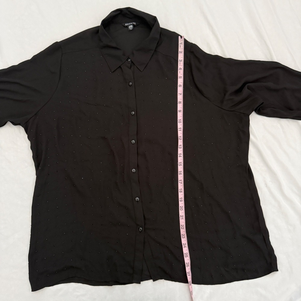 George Womens Fairy Grunge Whimsigoth Sheer Studded Button Top Size 2X *SMOKER* - Picture 3 of 5